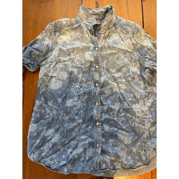 Eddie Bauer Women XL LongSleeve ButtonUp All Tencel Lyocell Shaded Blue Collared - Picture 7 of 15